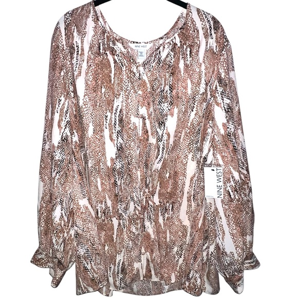 NINE WEST | NWT SNAKE PRINT BUTTON UP BLOUSE - Picture 8 of 8